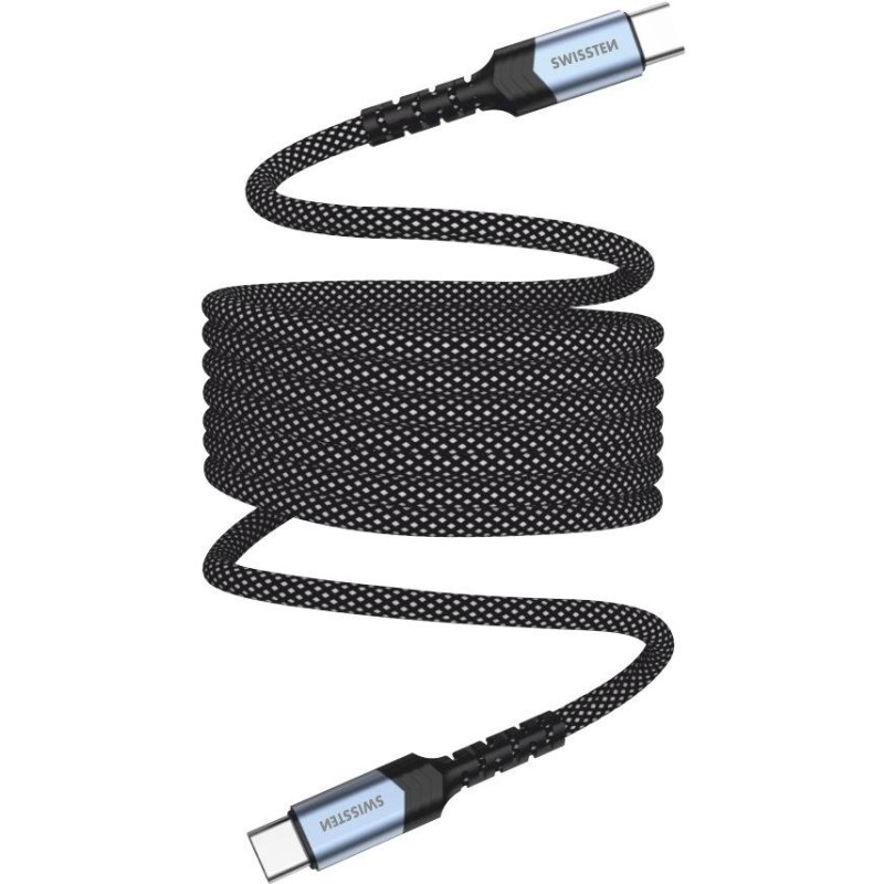 Swissten magnetický datový kabel samonavíjecí usb-c / usb-c 1 m