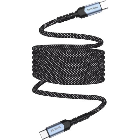 Swissten magnetický datový kabel samonavíjecí usb-c / usb-c 1 m
