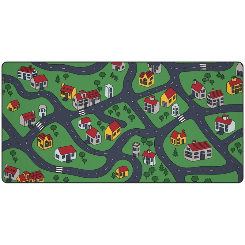 Krux podložka na stůl Space City MAX / 60x120 cm / voděodolná / design dětské město