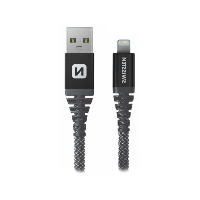 Swissten datový kabelkevlar usb / lightning 1,5 m antracit
