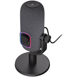 Krux mikrofon Empy / stolní mikrofon / RGB / 4 směrové charakteristiky / 3,5mm jack / USB-C / ARGB / černý