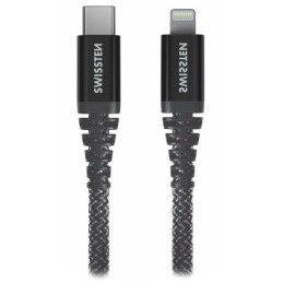 Swissten datový kabel kevlar usb-c / lightning 1,5 m antracit