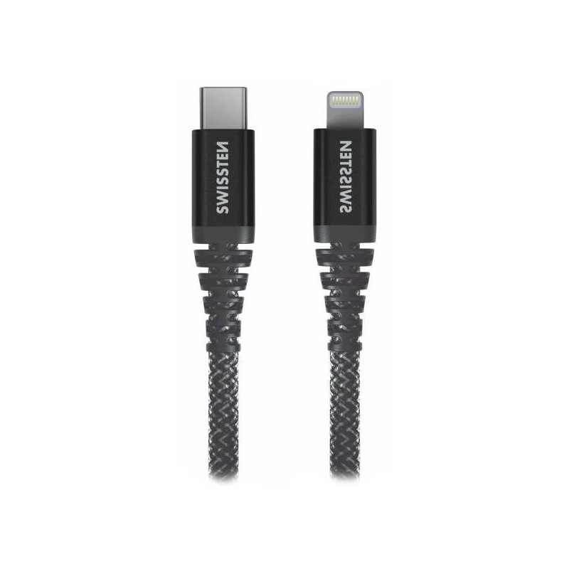 Swissten datový kabel kevlar usb-c / lightning 1,5 m antracit