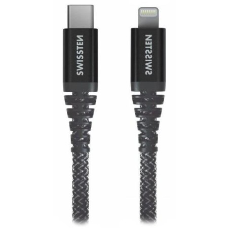 Swissten datový kabel kevlar usb-c / lightning 1,5 m antracit