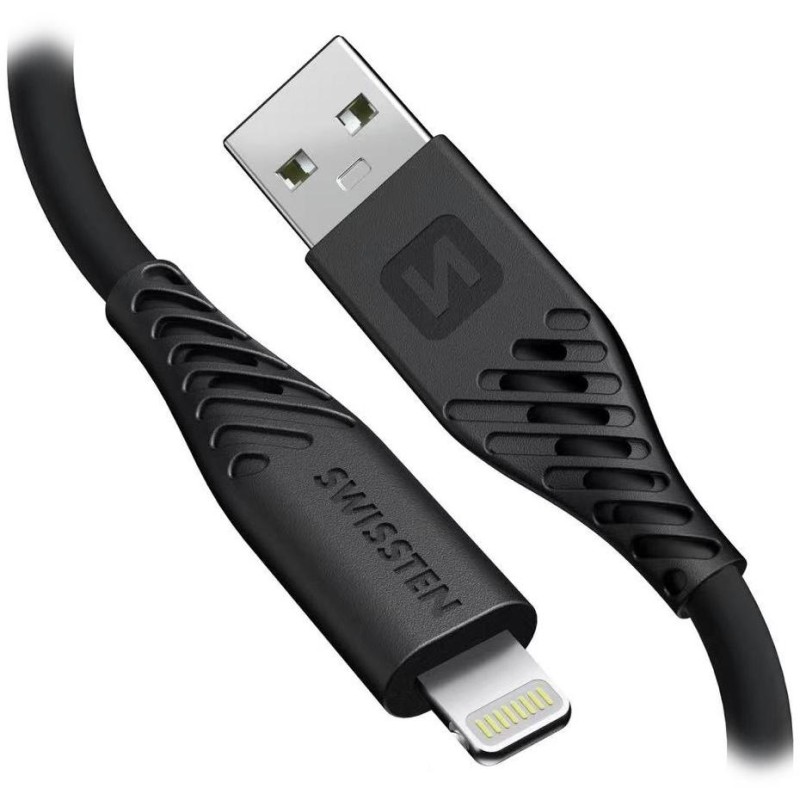 Swissten datový kabel soft silicone usb / lightning 1,5 m 60w černý