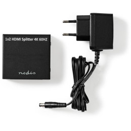NEDIS HDMI rozbočovač/ 2x HDMI výstup/ 4K@60Hz/ 18 Gbps/ kov/ antracit