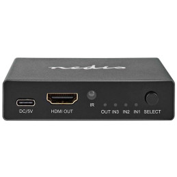 NEDIS HDMI přepínač/ 3x HDMI vstup/ 1x HDMI výstup/ 8K@60Hz/ 45 Gbps/ dálkově ovládaní/ hliník/ antracit