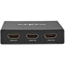 NEDIS HDMI přepínač/ 3x HDMI vstup/ 1x HDMI výstup/ 8K@60Hz/ 45 Gbps/ dálkově ovládaní/ hliník/ antracit