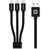 Swissten data cable textile 3in1 1.2 m black (lightning, 2x usb-c)