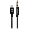 Adapter audio Swissten tekstylny lightning (męski)/gniazdo 3,5 mm (męskie) 1,5 m czarny