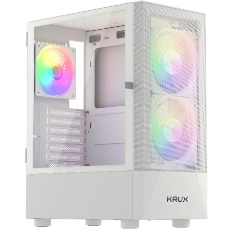 Krux skříň Vako RGB/ ATX / 3x120mm RGB fan / 2xUSB 2.0 / USB 3.0 / bílá
