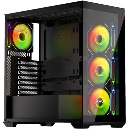 Krux skříň Exo / ATX / 4x120mm RBG fan / 2xUSB 2.0 / USB-C / tvrzené sklo / černá