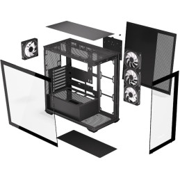 Krux skříň Exo / ATX / 4x120mm RBG fan / 2xUSB 2.0 / USB-C / tvrzené sklo / černá
