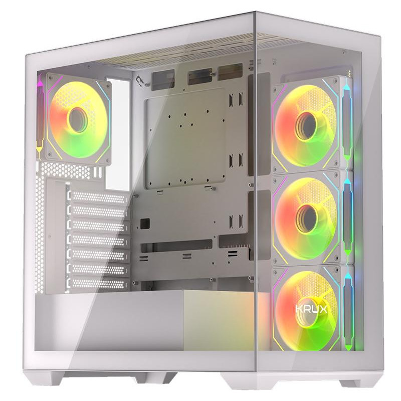 Krux skříň Exo / ATX / 4x120mm RBG fan / 2xUSB 2.0 / USB-C / tvrzené sklo / bílá