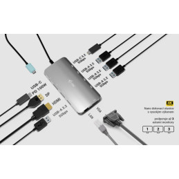 I-tec dokovací stanice USB-C Metal Nano 3x Display (DP, HDMI and VGA) Power Delivery 100 W