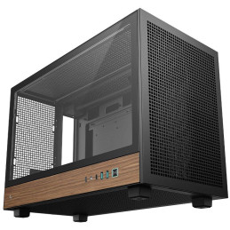 DEEPCOOL skříň CH260 WOOD / microATX / 2xUSB 3.0 / USB-C / tvrzené sklo / černá s dřevěnými prvky