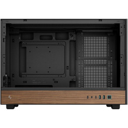 DEEPCOOL skříň CH260 WOOD / microATX / 2xUSB 3.0 / USB-C / tvrzené sklo / černá s dřevěnými prvky
