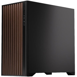 Krux skříň Palum / ATX / 2x120 mm fan / 2xUSB 2.0 / USB-C / dřevěné elementy / temperované sklo / černá