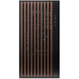 Krux skříň Palum / ATX / 2x120 mm fan / 2xUSB 2.0 / USB-C / dřevěné elementy / temperované sklo / černá