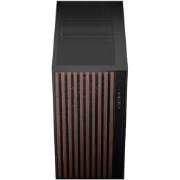 Krux skříň Palum / ATX / 2x120 mm fan / 2xUSB 2.0 / USB-C / dřevěné elementy / temperované sklo / černá