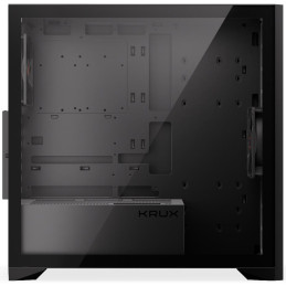 Krux skříň Palum / ATX / 2x120 mm fan / 2xUSB 2.0 / USB-C / dřevěné elementy / temperované sklo / černá