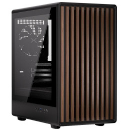 Krux skříň Helio / microATX /1x120mm fan / USB 3.0 / USB-C / dřevěný design / černá