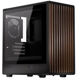 Krux skříň Helio / microATX /1x120mm fan / USB 3.0 / USB-C / dřevěný design / černá