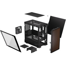 Krux skříň Helio / microATX /1x120mm fan / USB 3.0 / USB-C / dřevěný design / černá