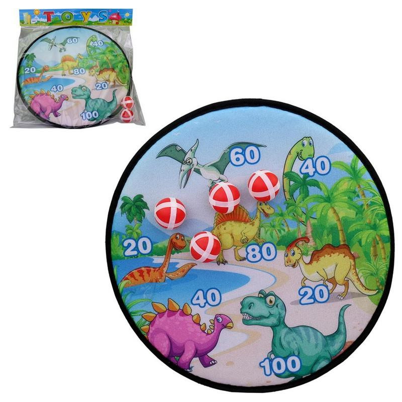 Terč s dinosaury a míčky na suchý zip, 36 x 36 cm