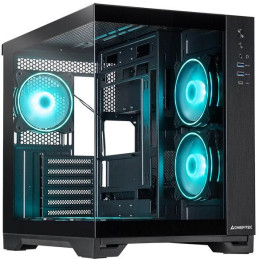 CHIEFTEC Visio / ATX / dvoukomorová / 6x120mm ARGB fan / 2xUSB 3.0 / USB-C / tvrz.sklo / černá