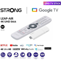POŠKOZENÝ OBAL - STRONG 4K Google TV stick LEAP-AIR/ 4K Ultra HD/ H.265/ HDMI/ micro USB/ BT/ Wi-Fi/ Chromecast/ NETFLIX/ Goog..