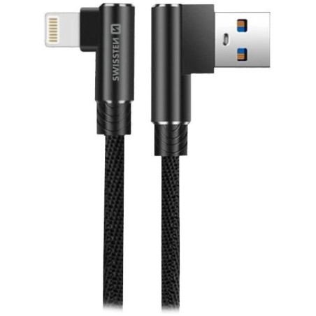 Swissten textilní datový kabel arcade usb / lightning 1,2 m černý