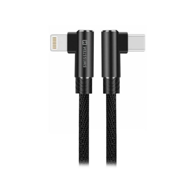 Swissten textilní datový kabel arcade usb-c / lightning 1,2 m černý