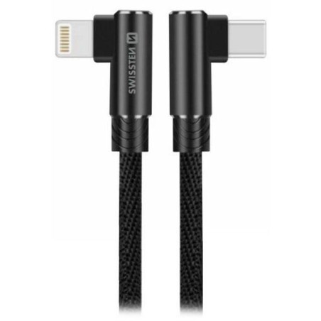 Swissten textilní datový kabel arcade usb-c / lightning 1,2 m černý