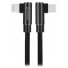 Swissten textilný dátový kábel arcade usb-c / lightning 1,2 m čierny
