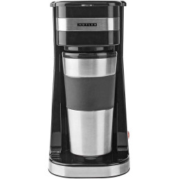 NEDIS Butler kávovar/ na jeden šálek/ dvoustěnný cestovní hrnek/ objem 0,4 l/ černý