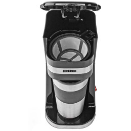 NEDIS Butler kávovar/ na jeden šálek/ dvoustěnný cestovní hrnek/ objem 0,4 l/ černý