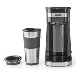 NEDIS Butler kávovar/ na jeden šálek/ dvoustěnný cestovní hrnek/ objem 0,4 l/ černý