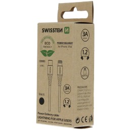 Swissten datový kabelusb-c/lightning černý 1,2m  (eco balení)