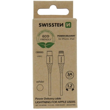 Swissten datový kabelusb-c/lightning bílý 1,2m  (eco balení)
