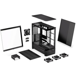 Endorfy skříň Aquarius 8000 Corona / ATX / 4x120mm ARGB fan / USB 3.0 / USB-C / panoramatická / zaoblené sklo / černá