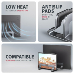 AXAGON vertikální stojan pro notebooky a tablety 10" - 17,3" / STND-VG /  Nastavitelný rozestup / šedý