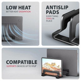 AXAGON vertikální stojan pro notebooky a tablety 10" - 17,3" / STND-VB /  Nastavitelný rozestup / černý