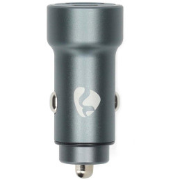 NEDIS nabíječka do auta/ 48 W/ dva výstupy/ 12 - 24 V DC/ 3.0 A/ USB-A/ USB-C/ automatická volba napětí/ šedá