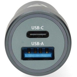 NEDIS nabíječka do auta/ 48 W/ dva výstupy/ 12 - 24 V DC/ 3.0 A/ USB-A/ USB-C/ automatická volba napětí/ šedá