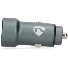 NEDIS nabíječka do auta/ 48 W/ dva výstupy/ 12 - 24 V DC/ 3.0 A/ USB-A/ USB-C/ automatická volba napětí/ šedá