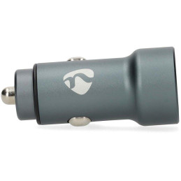 NEDIS nabíječka do auta/ 48 W/ dva výstupy/ 12 - 24 V DC/ 3.0 A/ USB-A/ USB-C/ automatická volba napětí/ šedá