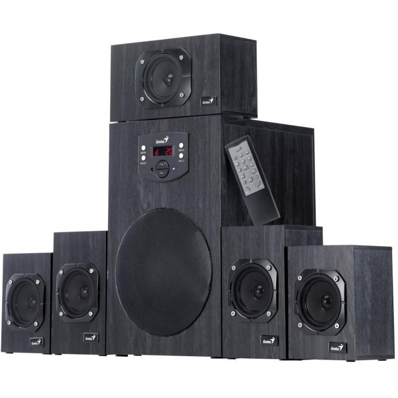 POŠKOZENÝ OBAL - GENIUS repro SW-HF 5.1 4500 Ver. II/ 5.1/ 125W/ Dřevěné/ Dálkové ovládání