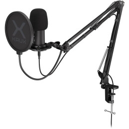 Krux mikrofon Edis 3000 / nastavitelné rameno / 2 typy filtrů / 3,5mm jack / USB-C / ARGB / černý