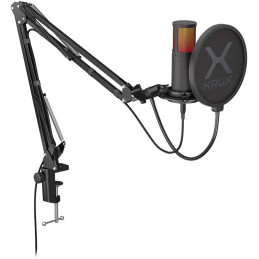 Krux mikrofon Edis 3000 / nastavitelné rameno / 2 typy filtrů / 3,5mm jack / USB-C / ARGB / černý